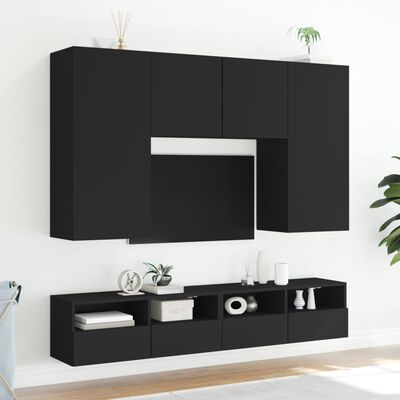 vidaXL Väggmonterad tv-bänk 2 st svart 100x30x30 cm konstruerat trä