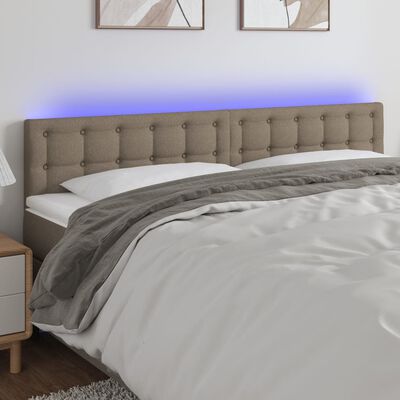 vidaXL Sänggavel LED taupe 200x5x78/88 cm tyg