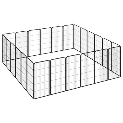 vidaXL Hundbur 24-paneler svart 50x100 cm pulverlackerat stål