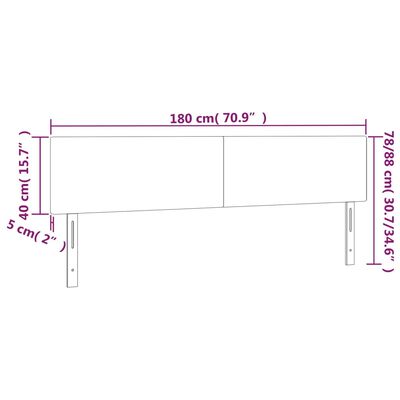 vidaXL Sänggavel LED ljusgrå 180x5x78/88 cm sammet