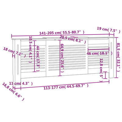 vidaXL Elementskydd MDF 205 cm