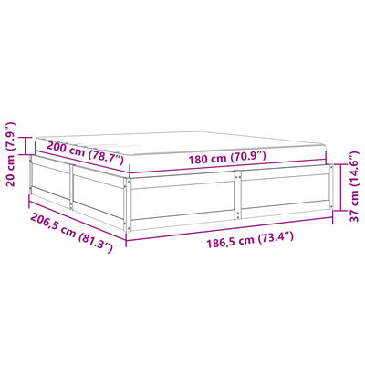 vidaXL Säng med madrass vit 180x200 cm massiv furu