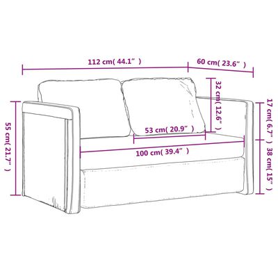 vidaXL Golvbäddsoffa 2-i-1 blå 112x174x55 cm tyg