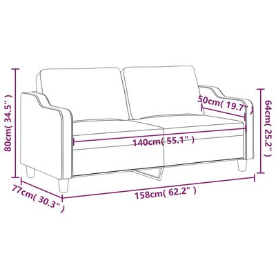 vidaXL 2-sitssoffa vinröd 140 cm tyg