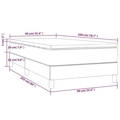 vidaXL Ramsäng med madrass gräddvit 90x200 cm tyg