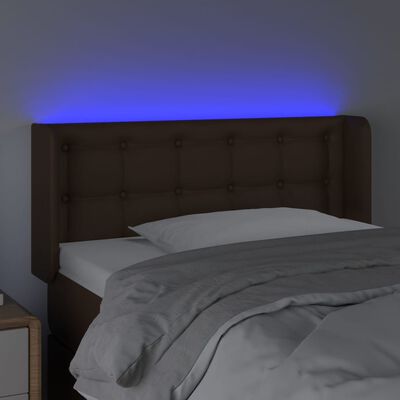 vidaXL Sänggavel LED brun 93x16x78/88 cm konstläder