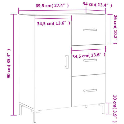 vidaXL Skåp svart 69,5x34x90 cm konstruerat trä