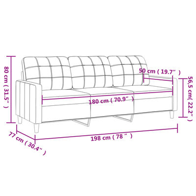 vidaXL 3-sitssoffa taupe 180 cm tyg