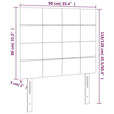 vidaXL Sänggavel LED ljusgrå 90x5x118/128 cm sammet