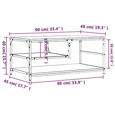 vidaXL Soffbord svart 90x49x40 cm konstruerat trä