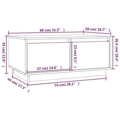 vidaXL Soffbord honungsbrun 80x50x35 cm massiv furu