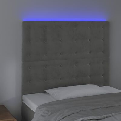 vidaXL Sänggavel LED ljusgrå 100x5x118/128 cm sammet