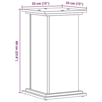 vidaXL Växtställ rökfärgad ek 33x33x60 cm konstruerat trä