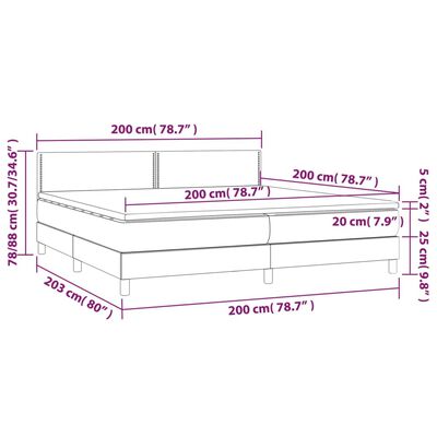 vidaXL Ramsäng med madrass & LED svart 200x200 cm sammet