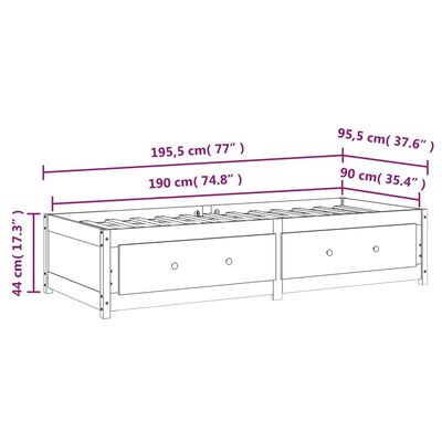 vidaXL Dagbädd 90x190 cm massiv furu grå