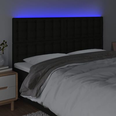 vidaXL Sänggavel LED svart 160x5x118/128 cm tyg