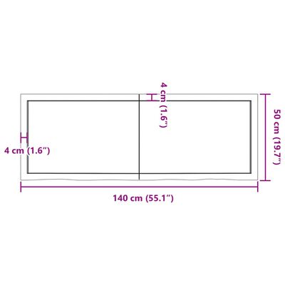 vidaXL Bordsskiva 140x50x(2-4) cm obehandlad massiv ek