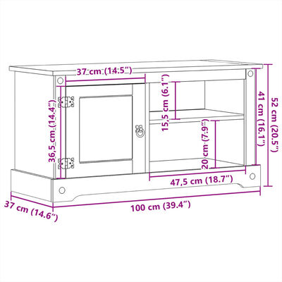 vidaXL Tv-bänk Corona 100x37x52 cm massiv furu