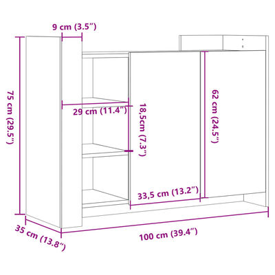 vidaXL Skänk sonoma-ek 100x35x75 cm konstruerat trä