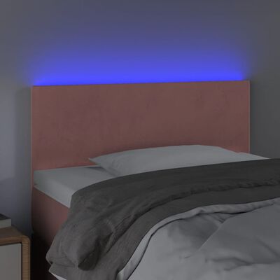 vidaXL Sänggavel LED rosa 100 x 5 x 78/88 cm sammet