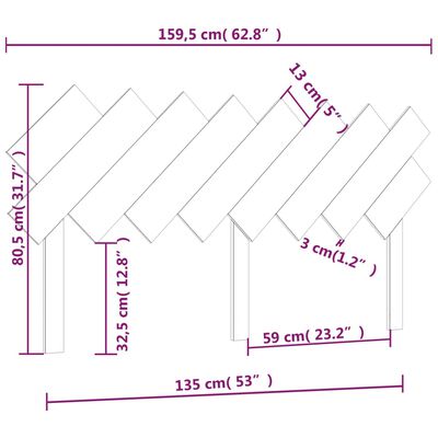 vidaXL Sänggavel vit 159,5x3x80,5 cm massiv furu