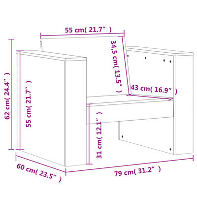 vidaXL Trädgårdsfåtölj 79x60x62 cm massivt douglasträ