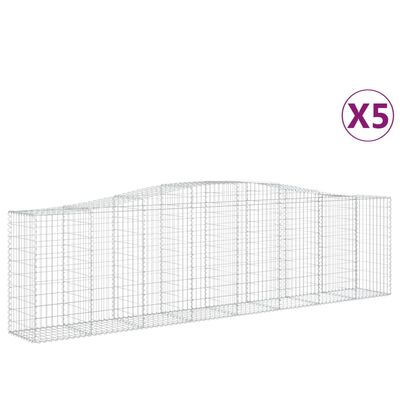 vidaXL Gabioner bågformade 5 st 400x50x100/120 cm galvaniserat järn