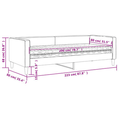 vidaXL Dagbädd med madrass mörkgrå 80x200 cm tyg