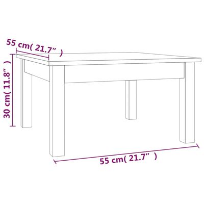 vidaXL Soffbord grå 55x55x30 cm massiv furu