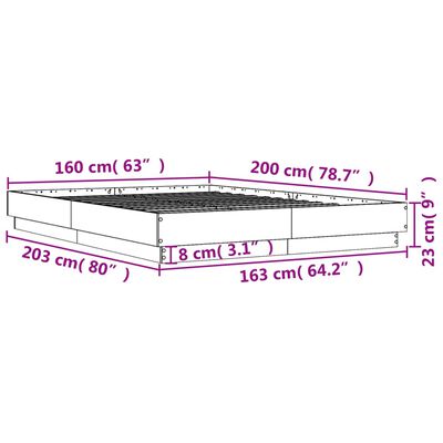 vidaXL Sängram rökfärgad ek 160x200 cm konstruerat trä