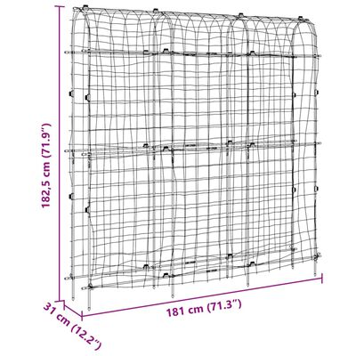 vidaXL Trädgårdsspaljé för klätterväxter U-formad 181x31x182,5 cm stål