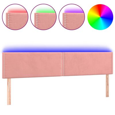 vidaXL Sänggavel LED rosa 200x5x78/88 cm sammet