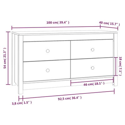 vidaXL Sidoskåp honungsbrun 100x40x54 cm massiv furu