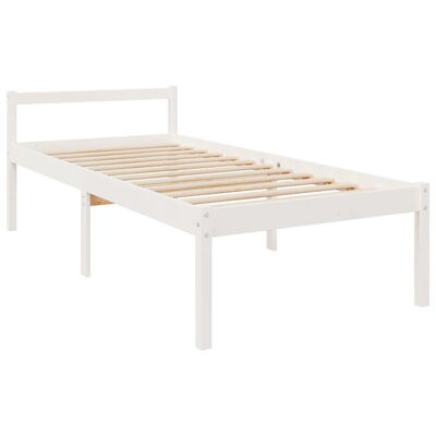 vidaXL Sängram med sänggavel vit 100x200 cm massivt trä