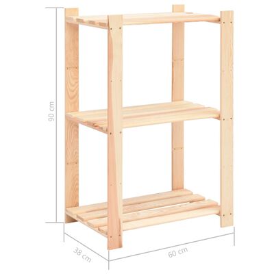 vidaXL Förvaringshylla 3 hyllplan 60x38x90 massiv furu 150 kg