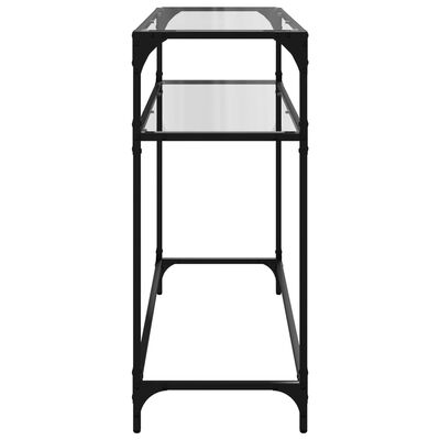 vidaXL Konsolbord med transparent glasskiva 98x35x81 cm stål