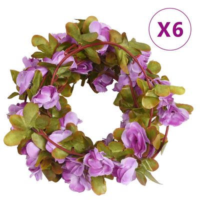 vidaXL Julkransar med blommor 6 st ljuslila 250 cm