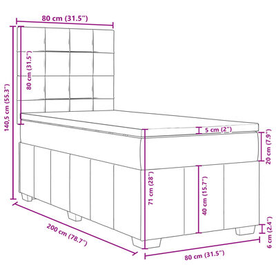 vidaXL Ramsäng med madrass svart 80x200 cm tyg