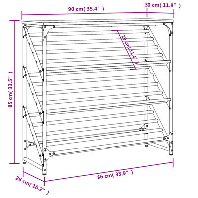 vidaXL Skohylla svart 90x30x85 cm konstruerat trä