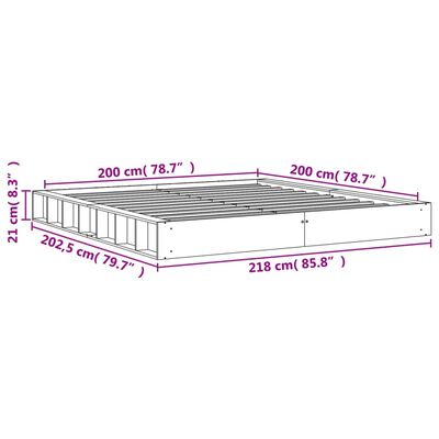 vidaXL Sängram utan madrass vaxbrun 200x200 cm massiv furu