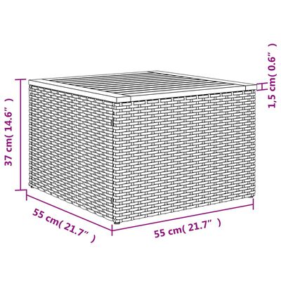 vidaXL Trädgårdsbord grå 55x55x37 cm konstrotting och akaciaträ