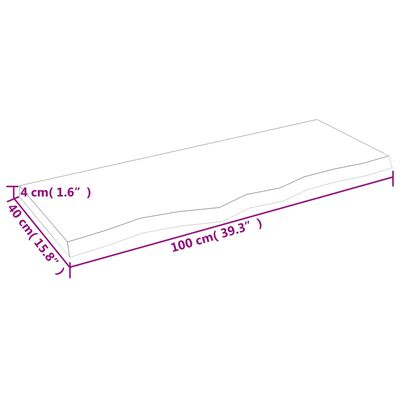 vidaXL Bordsskiva ljusbrun 100x40x(2-4) cm behandlad massiv ek