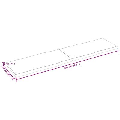 vidaXL Bordsskiva ljusbrun 200x50x(2-4) cm massivt trä levande kant