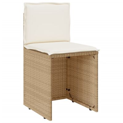 vidaXL Bistrogrupp med dynor 3 delar beige konstrotting