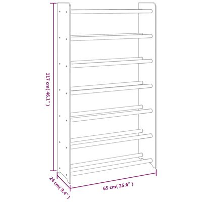 vidaXL Skohylla brun 65x24x117 cm konstruerat trä