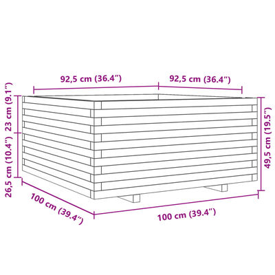 vidaXL Odlingslåda 100x100x49,5 cm impregnerat furu