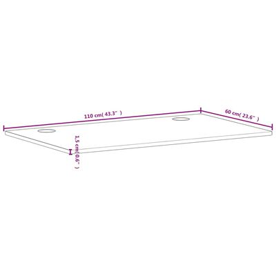 vidaXL Bordsskiva 110x60x1,5 cm massivt bokträ