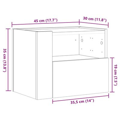 vidaXL Väggmonterade sängbord 2 st brun ek 45x30x35 cm