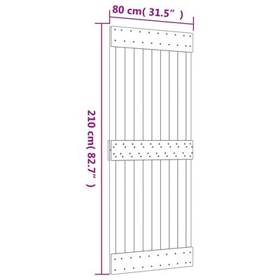 vidaXL Skjutdörr med beslag 80x210 cm massiv furu