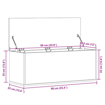 vidaXL Förvaringslåda svart 90x35x35 cm konstruerat trä